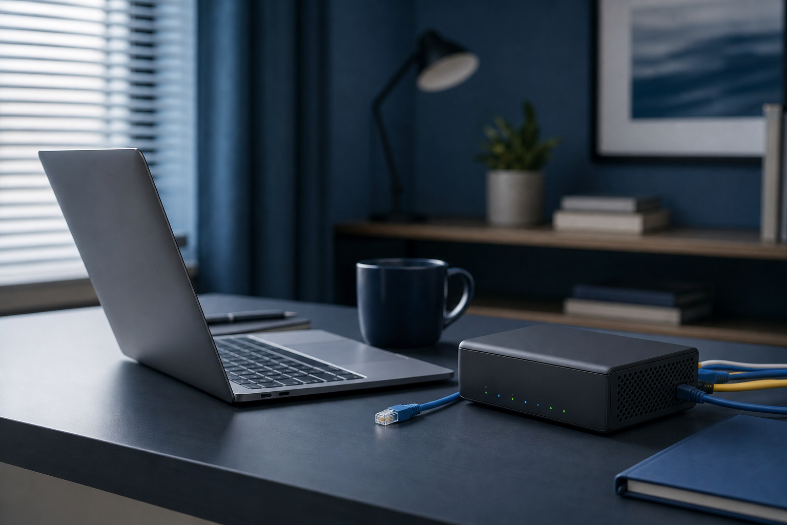 Laptop and network router prepared for connectivity troubleshooting